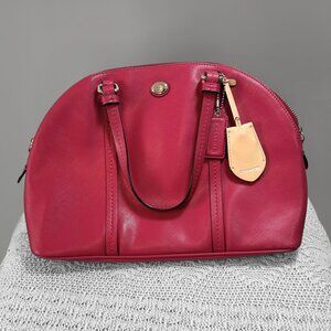 Authentic Coach Peyton Dome Satchel Crosshatch Leather F25671